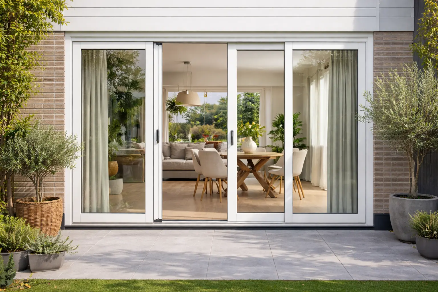 Witte moderne schuifpui